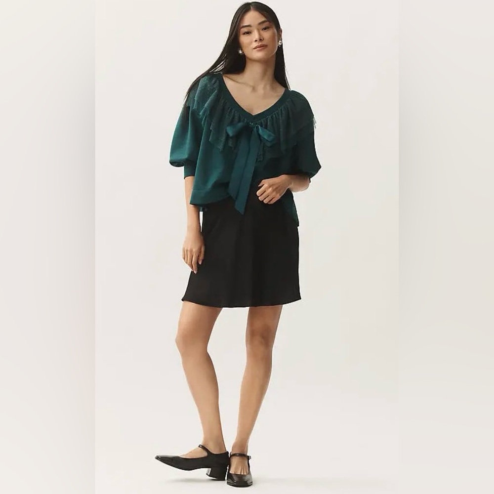 MAEVE
V-Neck Bow Pull Over Sweater - Green Size Medium NWT